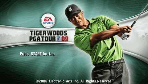 Tiger Woods PGA Tour title screen for PSP